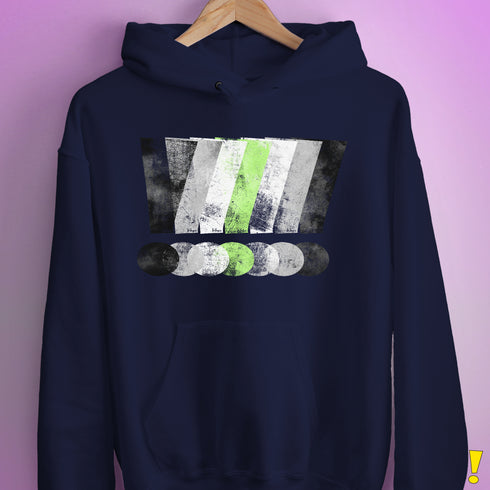 Agender Pride Grunge Exclamation Points Hoodie - Navy